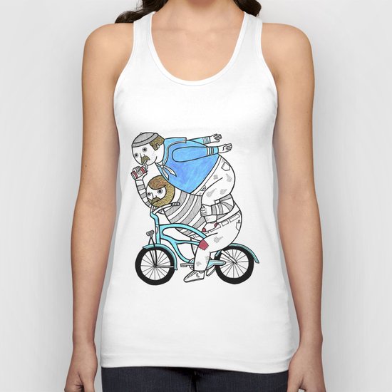 On how bicycle riders utilize team work in certain situations. Unisex Tank Top