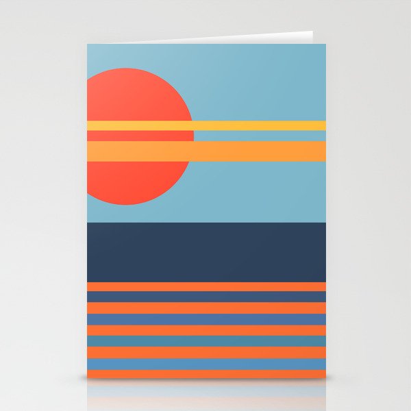 Paraiso - Colorful Sunset Retro Abstract Geometric Minimalistic Design Pattern Stationery Cards