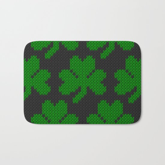 Shamrock pattern - black, green Bath Mat