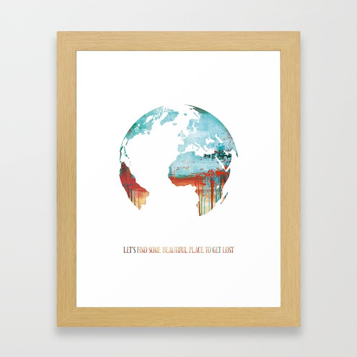 Globus - World Map Framed Art Print