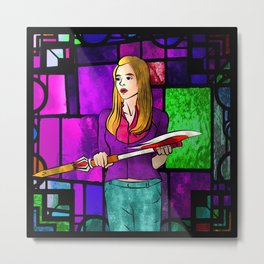 Stained Glass Buffy Metal Print