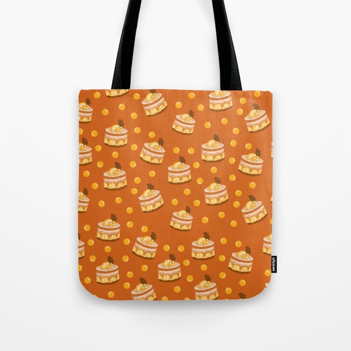 Sweet Cakes Print On Orange Background Pattern Tote Bag