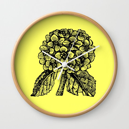 Yellow Hydrangea Wall Clock