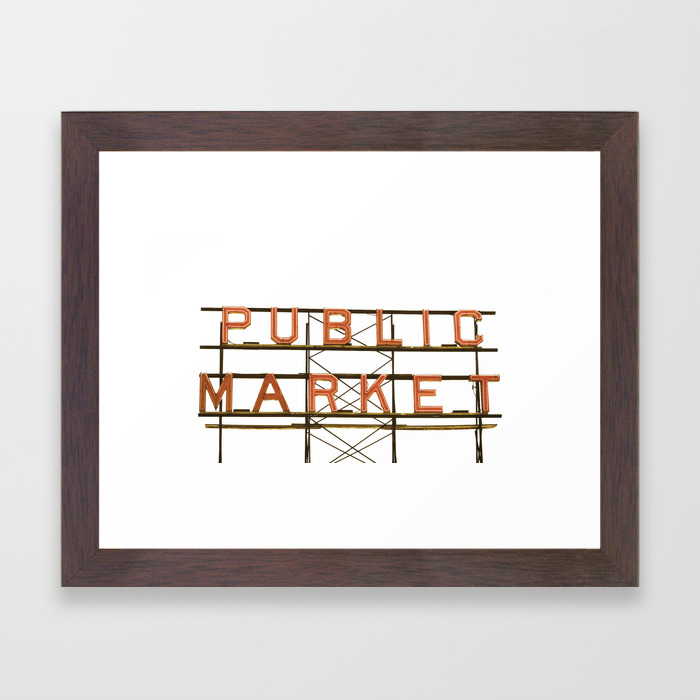 Pike Place Public Farmers Market Sunrise Framed Art Print By