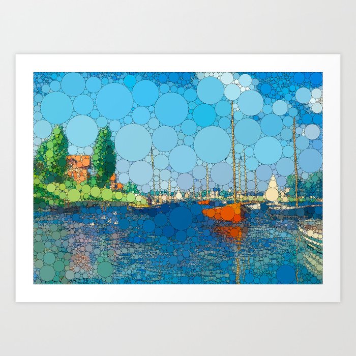 Red Boats, Argenteuil, Infinity Dots by After Claude Monet Art Print