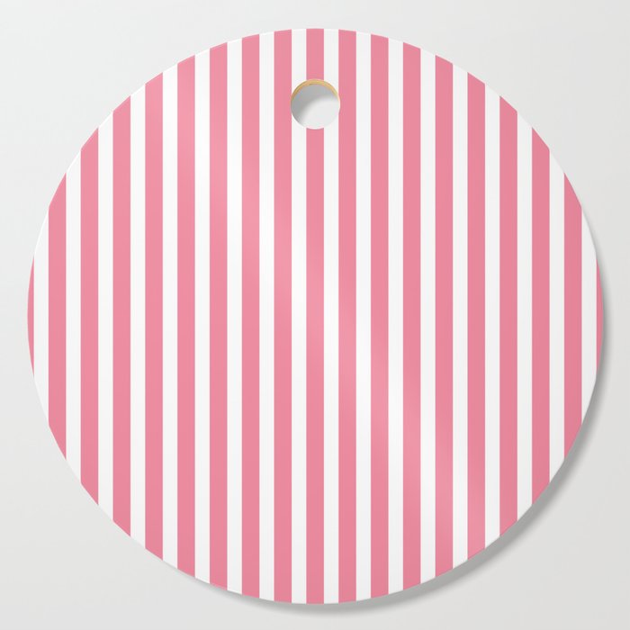 Rose Pink & White Cabana Stripe Cutting Board