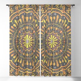 Golden Pearls Bohemian Mandala Sheer Curtain