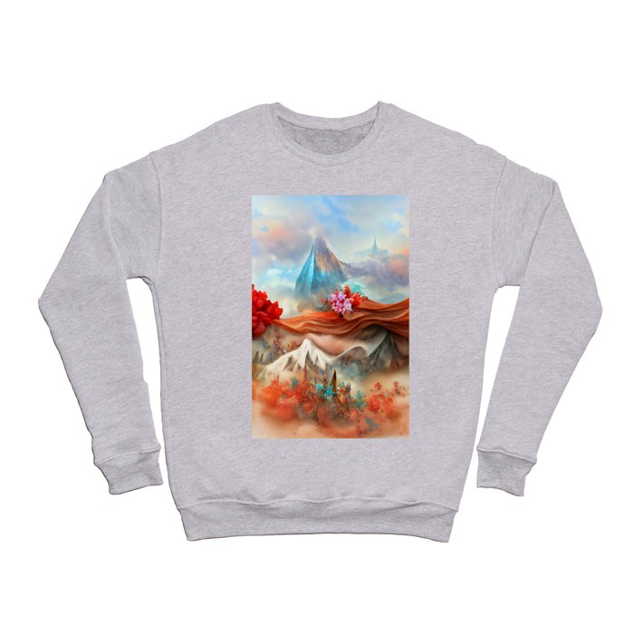 whimsical watercolor mountain Crewneck Sweatshirt