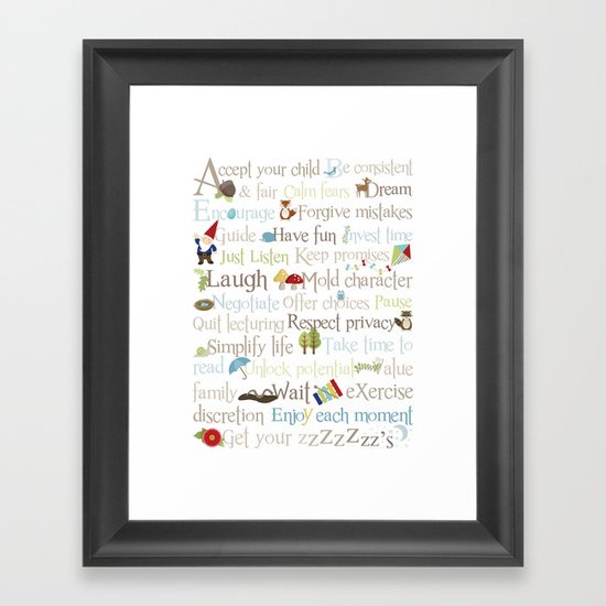 ABCs of Parenting - Woodland Framed Art Print