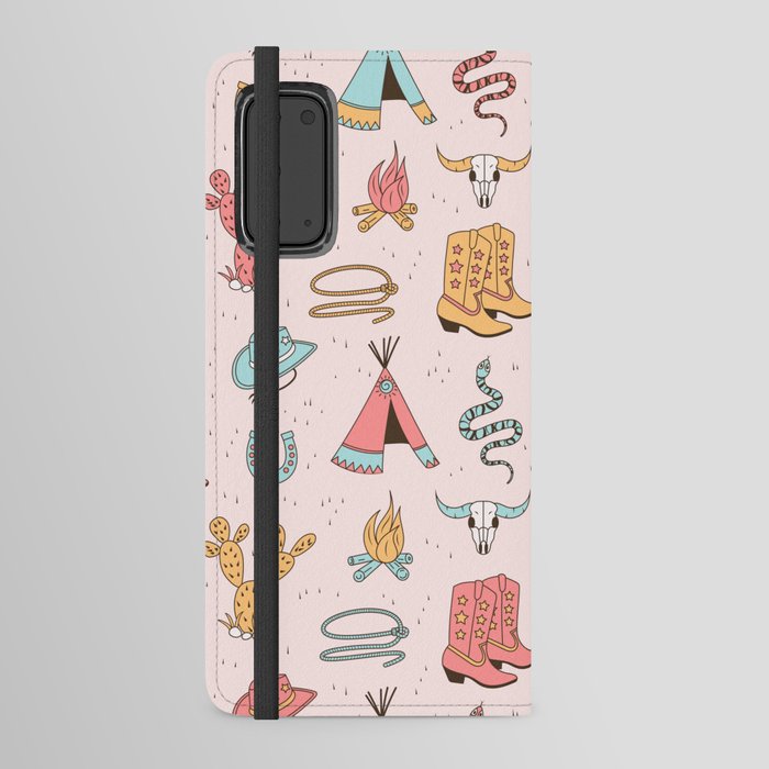 Cute Cowgirl Pattern, Cowboy Print Android Wallet Case