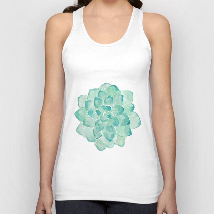 Watercolor Succulent Print In Seafoam Green Uni Tank Top By Watercolor Succulent Print In Seafoam Green Uni Tank Top