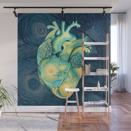 Anatomical Human Heart - Starry Night Inspired Wall Mural