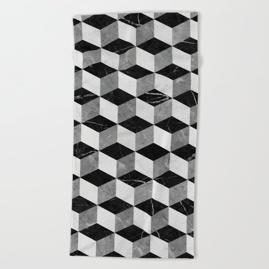 Marble Cubes Beach Towel