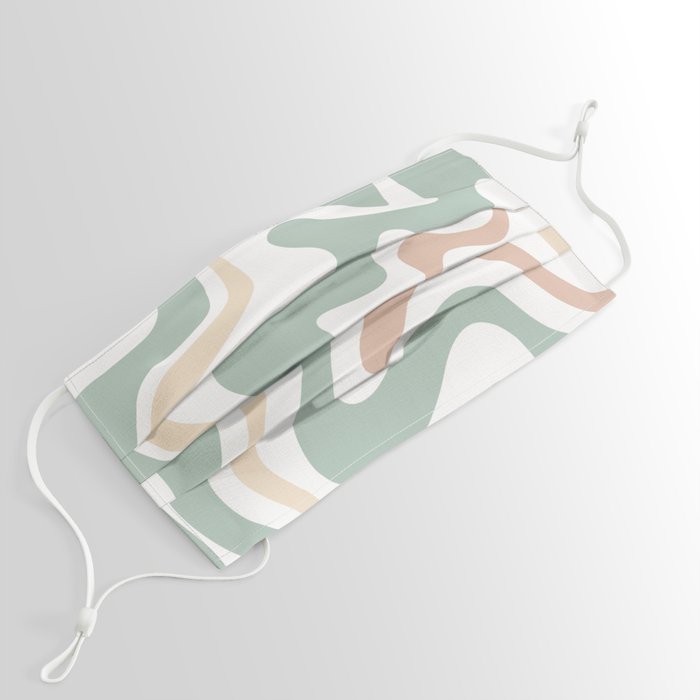 Liquid Swirl Abstract Pattern in Celadon Sage Face Mask