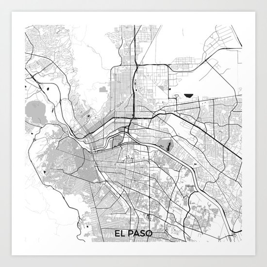 El Paso Map Gray Art Print