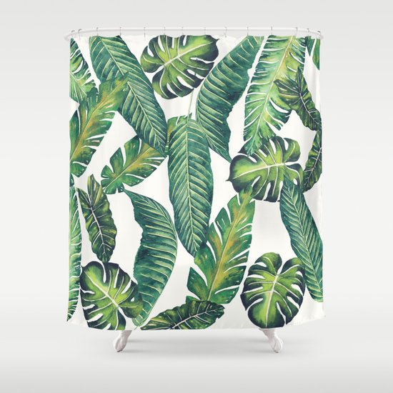 Jungle Leaves Banana Monstera Ii Society6 Shower
