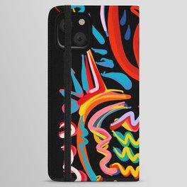 African Graffiti Art Red Tribal Warrior in the Night by Emmanuel Signorino iPhone Wallet Case