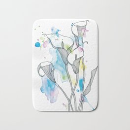 Calla Lily Bath Mat | Calla, Rotring, Interiors, Illustration, Art, Lily, Ink, Black And White, Flower, Decoration 