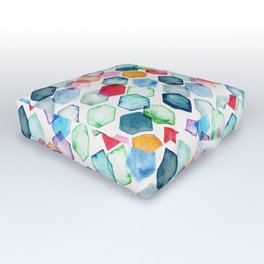 Watercolour Rainbow Hexagons Outdoor Floor Cushion