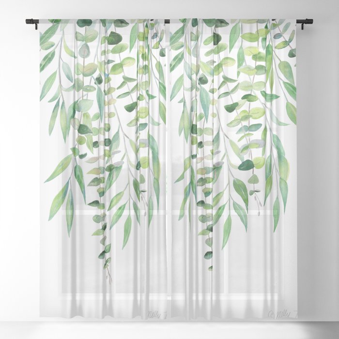 Mixed Eucalyptus  Sheer Curtain