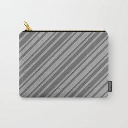 [ Thumbnail: Dark Grey and Dim Grey Colored Lined/Striped Pattern Carry-All Pouch ]