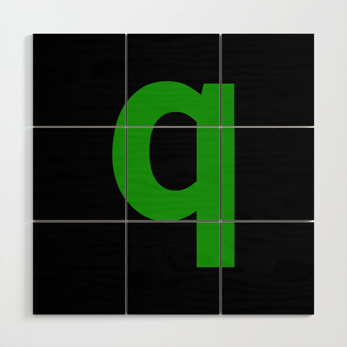 letter Q (Green & Black) Wood Wall Art