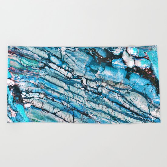 Blue Marble with Black Beach Towel