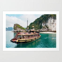 Vietnamese Boat in Halong Bay Art Print