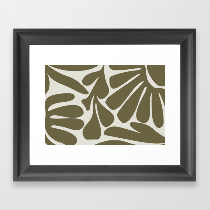 Nature-inspired mural | Green Leaves Framed Art Print