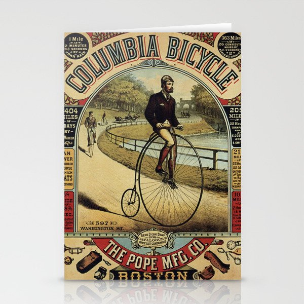 Columbia Bicycle Vintage Illustration Boston Stationery Cards