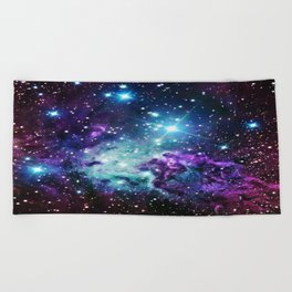 Fox Fur Nebula : Purple Teal Galaxy Beach Towel