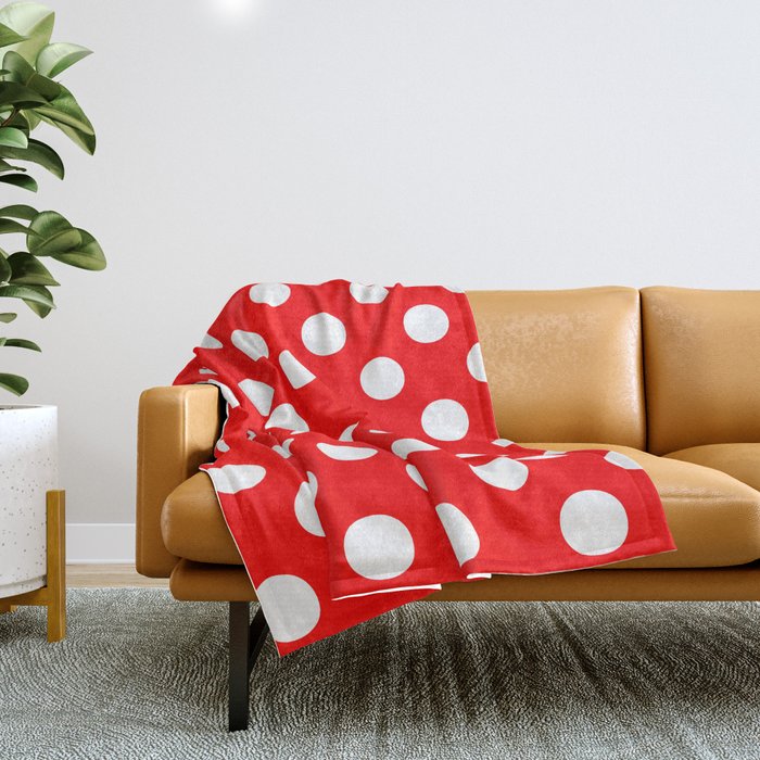Polka Dots (White/Red) Throw Blanket
