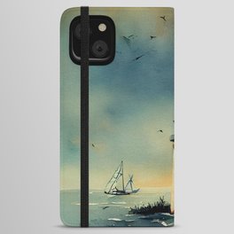 Dawn on the Sea Watercolor iPhone Wallet Case