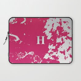  H  Letter Personalized, Pink & White Grunge Design, Valentine Gift / Anniversary Gift / Birthday Gift Laptop Sleeve