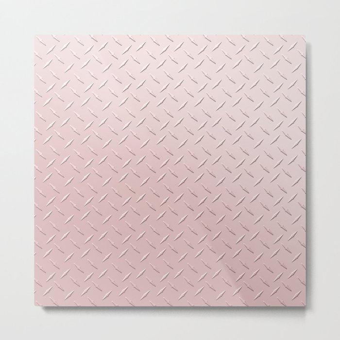 Diamond Plate Pink Metal Print
