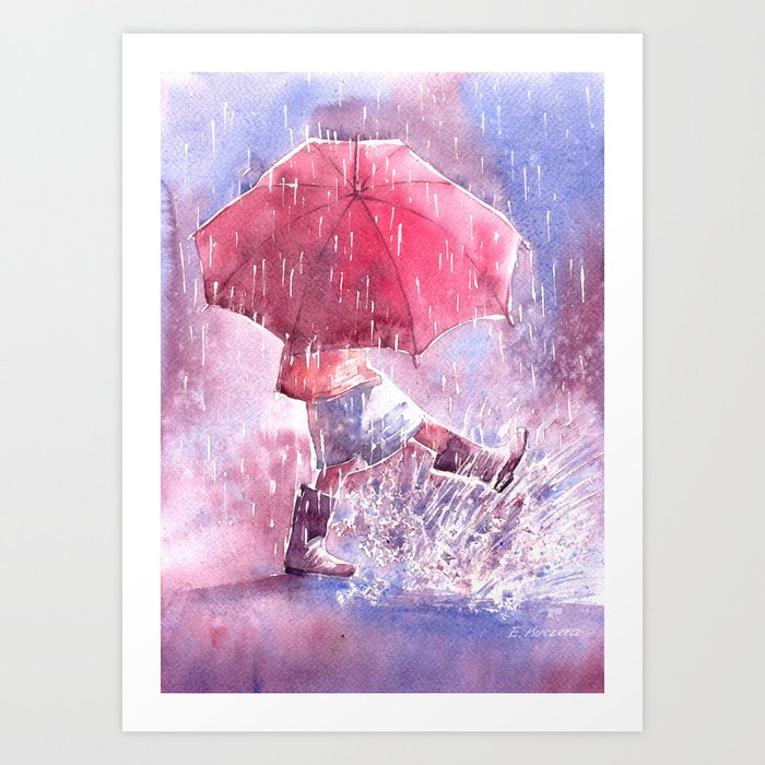 Umbrella Watercolor Illustration Art Print By Traditionalartprints