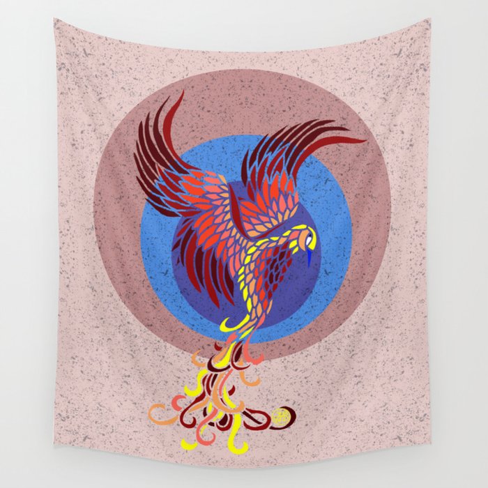 Red Phoenix Wall Tapestry