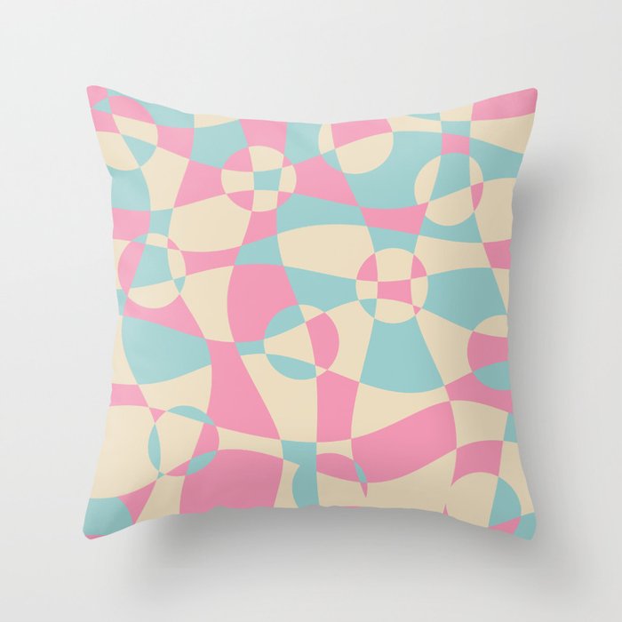 Abstract Geometric Pattern - Cyan & Pink Throw Pillow