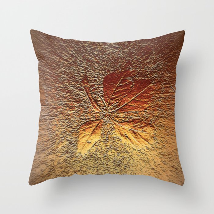 Rust glitter leaves in fall Throw Pillow by ANKAs Creations Society6