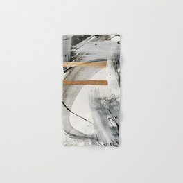 Armor [7]: a bold minimal abstract mixed media piece in gold, black and white Hand & Bath Towel