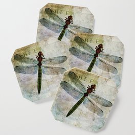 Vintage Dragonfly botanical nature print Coaster
