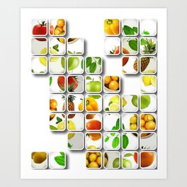 Fruit and Vegetable Grid Art Print