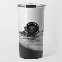 GRAYSCALE - PHOTO - OF - PERSON - IN - WATER - PHOTOGRAPHY Travel Mug