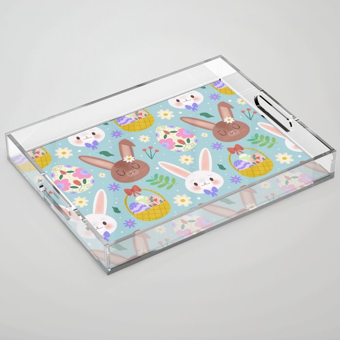 Happy Easter Cute Rabbits Collection Acrylic Tray