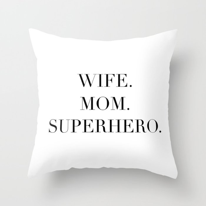 Wife Mom Superhero in Black Throw Pillow