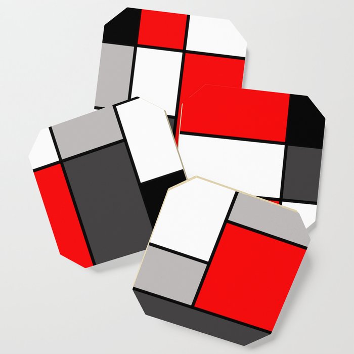 Red Black and Grey squares Coaster
