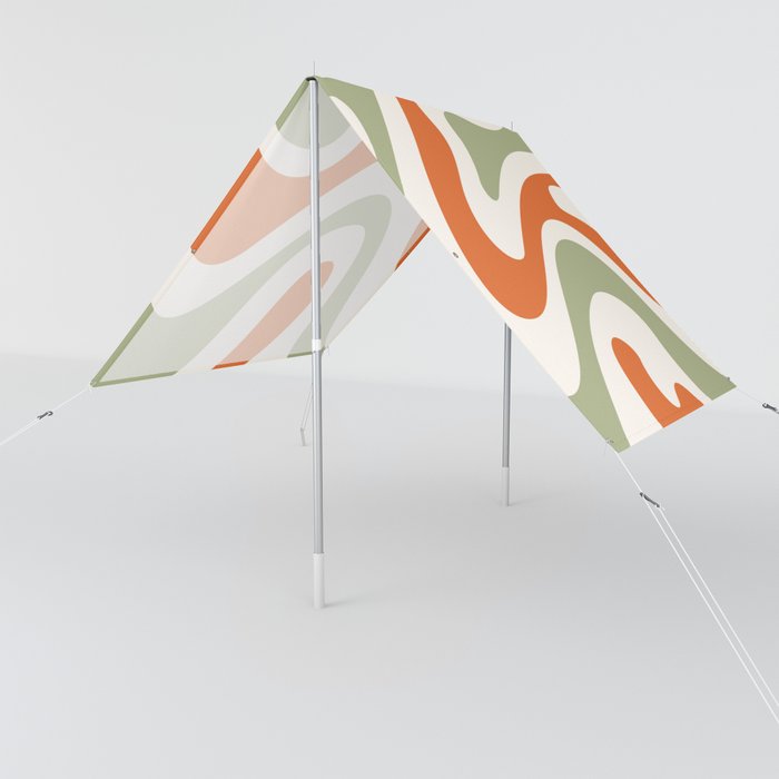 Modern Abstract Pattern 5 in Sage Orange (Liquid Swirl Design) Sun Shade