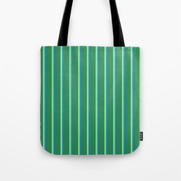 [ Thumbnail: Light Green, Blue & Sea Green Colored Lines Pattern Tote Bag ]