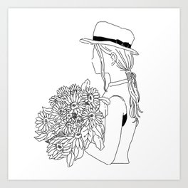 Woman with sunflower Art Print