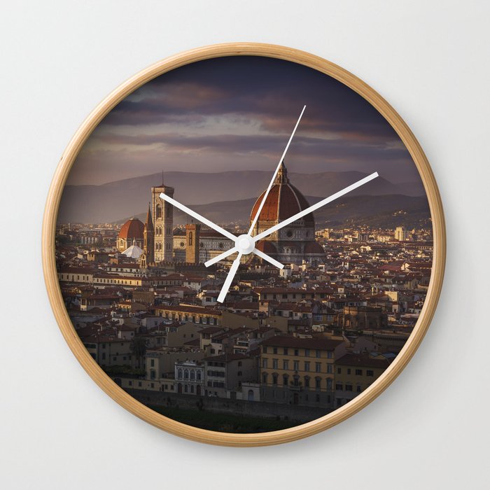 Florence Duomo Cathedral at Sunset Wall Clock